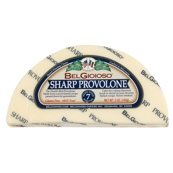 Specialty Packaged Deli Cheeses BelGioioso Provolone Cheese Sharp Wedge hero