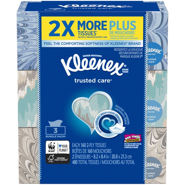 Paper Goods Kleenex Trusted Care Everyday Facial Tissues hero