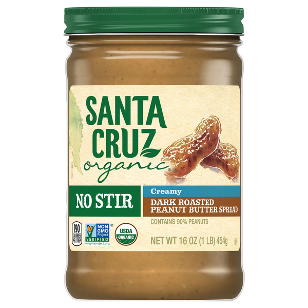 Nut Butters & Fruit Spreads Santa Cruz Organic Peanut Butter Spread, Dark Roasted, Creamy, No Stir hero