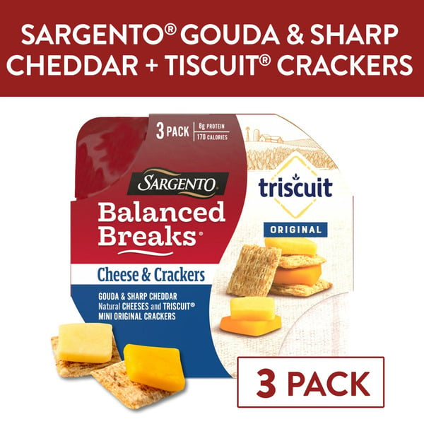 Prepared Meals Sargento Balanced Breaks, Gouda & Sharp Cheddar/Triscuit Mini Original Crackers, 3 Pack hero