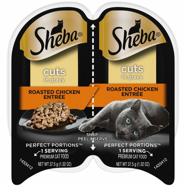 Wet Cat Food SHEBA PERFECT PORTIONS Wet Cat Food Cuts in Gravy Roasted Chicken Entree hero