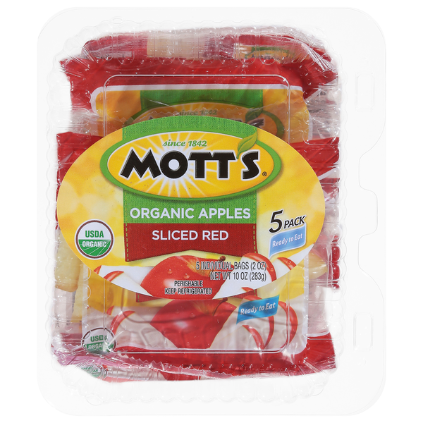 Packaged Vegetables & Fruits Mott's Apples, Organic, Sliced, Red, 5 Pack hero