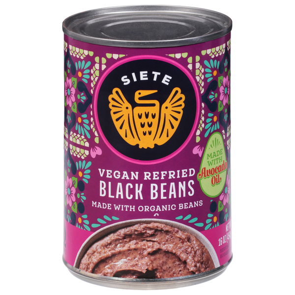 Frozen Vegan & Vegetarian Siete Black Beans, Vegan, Refried hero