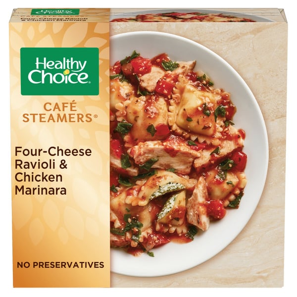 Frozen Meals Healthy Choice Café Steamers Four Cheese Ravioli & Chicken Marinara Frozen Meal hero