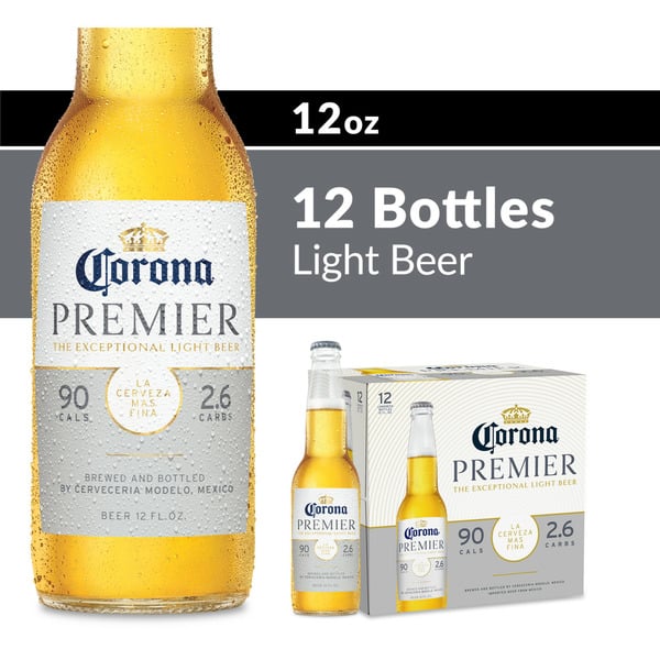 Spirits Corona Premier Mexican Lager Import Lower Calorie* Light Beer Bottles hero