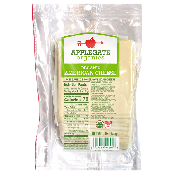 Packaged Cheese Applegate Organics Organic American Cheese hero