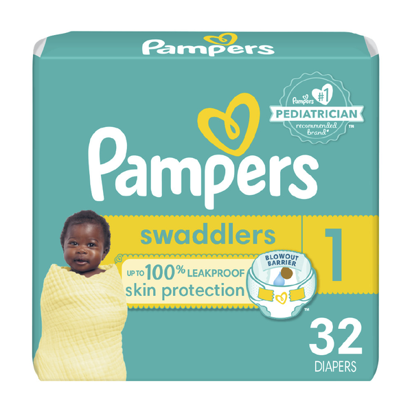 Diapers & Wipes Pampers Swaddlers Diaper Size 1 32 Count hero