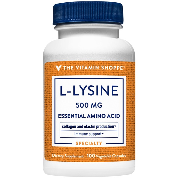 Amino Acids The Vitamin Shoppe L-Lysine - Essential Amino Acid - 500 MG (100 Capsules) hero