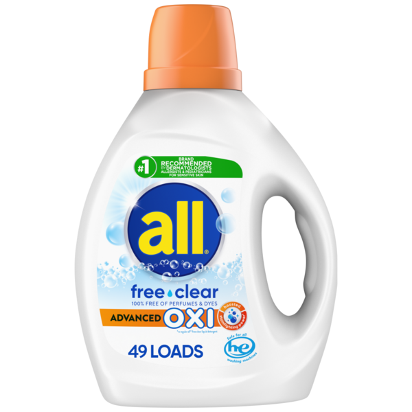 Cleaning Products all Liquid Laundry Detergent with OXI Stain Removers and Whiteners, Free Clear hero