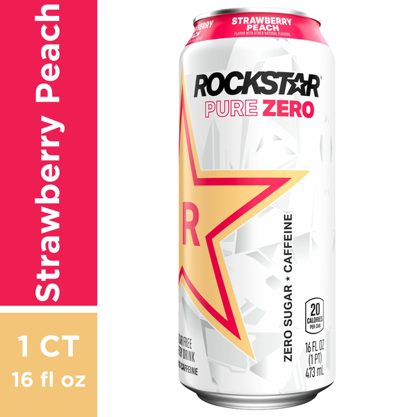 Energy & Sports Drinks Rockstar Energy Drink, Strawberry Peach, Pure Zero hero