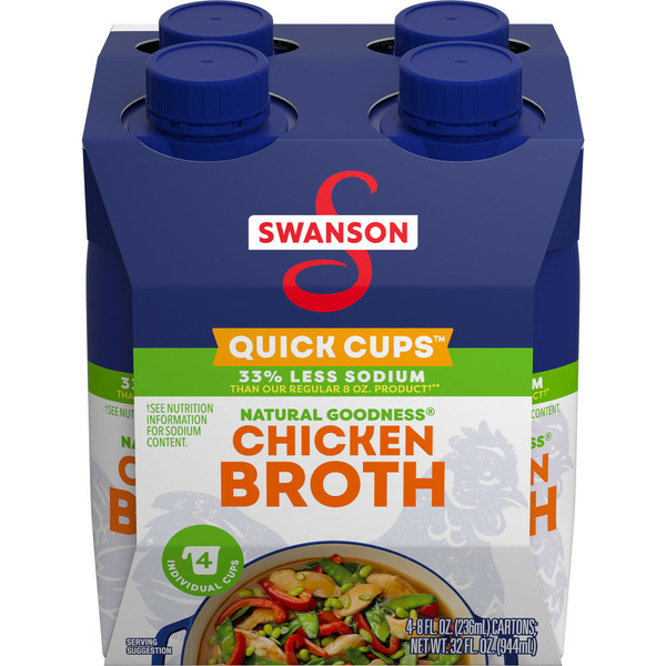 Soup, Broth & Bouillon Swanson's Quick Cups 100% Natural, 33% Less Sodium Chicken Broth hero