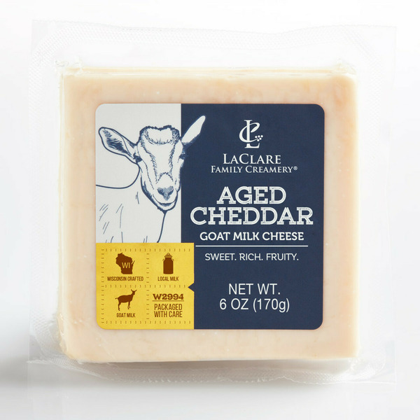 LaClare Family Creamery Aged Cheddar, Goat Milk Cheese hero