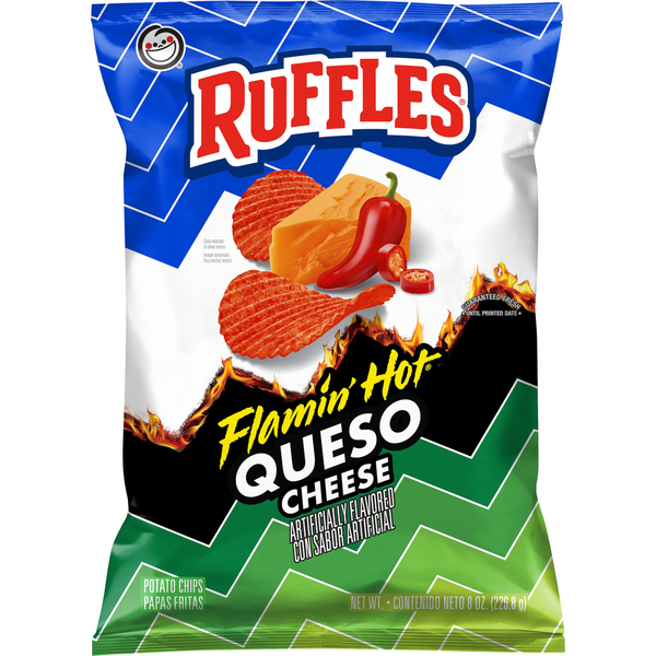 Candy & Chocolate Ruffles Flamin' Hot Queso Cheese hero