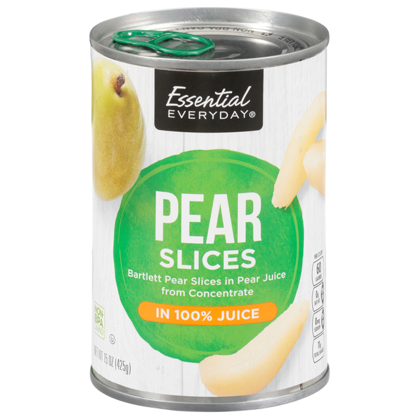 Canned Fruit & Applesauce Essential Everyday Pear Slices, in 100% Juice, Bartlett hero