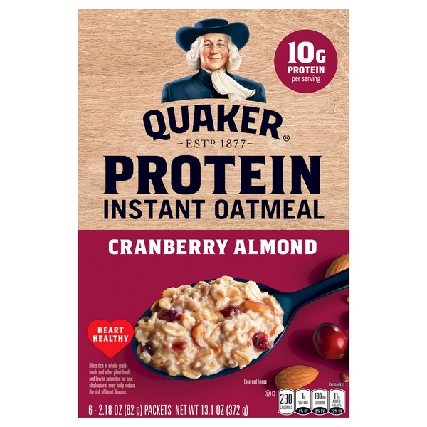 Cereal & Granola Quaker Oatmeal, Instant, Protein, Cranberry Almond hero