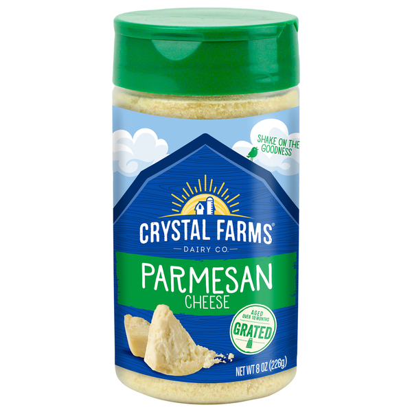 Packaged Cheese Crystal Farms Grated Cheese, Parmesan hero