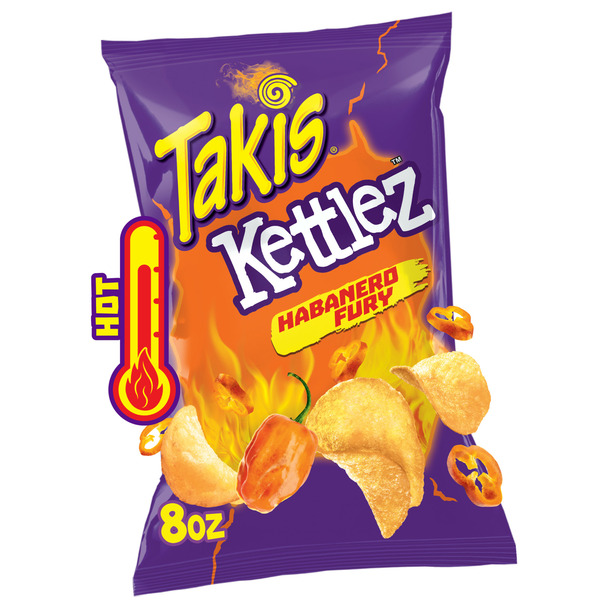 Chips & Pretzels Takis Kettlez Habanero Fury Kettle-Cooked Potato Chips Bag hero