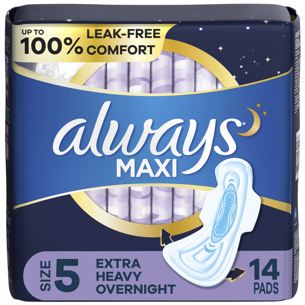 Feminine Care Always Maxi Overnight Pads with Wings hero