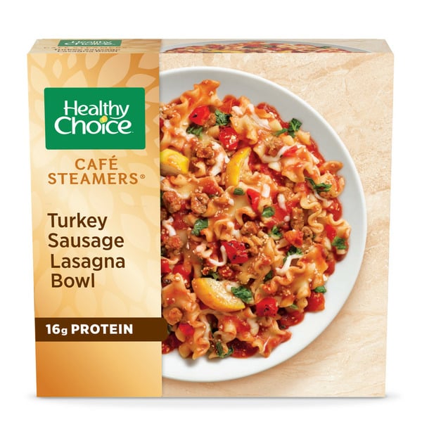 Frozen Meals Healthy Choice Café Steamers, Turkey Sausage Lasagna Bowl, Frozen Meal hero