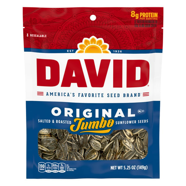 Nuts, Seeds & Dried Fruit DAVID Roasted and Salted Original Jumbo Sunflower Seeds hero