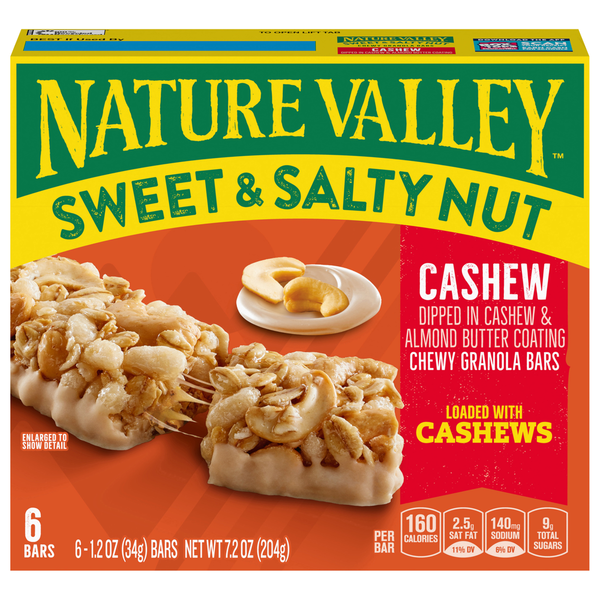 Energy & Granola Bars Nature Valley Granola Bars, Chewy, Cashew, Sweet & Salty Nut hero