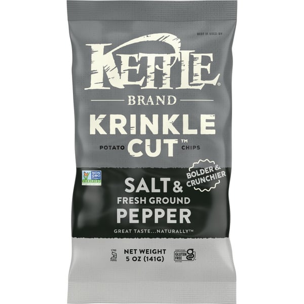 Chips & Pretzels Kettle Chips Krinkle Cut Salt & Fresh Ground Pepper Kettle Potato Chips hero