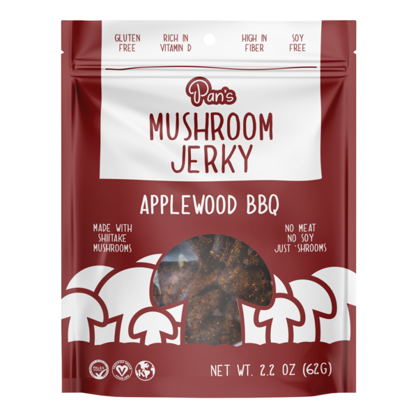 Popcorn & Jerky Pan's Mushroom Jerky Applewood BBQ Mushroom Jerky hero