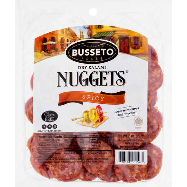 Lunch Meat Busseto Foods Dry Salami, Spicy, Nuggets hero