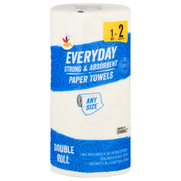 Store Brand Paper Towels, Everyday, Strong & Absorbent, Double Roll, 2-Ply hero