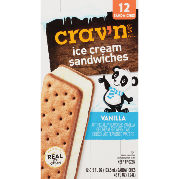 Ice Cream & Ice Crav'n Flavor Ice Cream Sandwiches, Vanilla hero