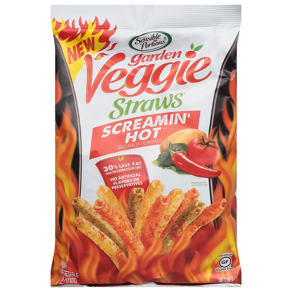 Chips & Pretzels Sensible Portions Vegetable & Potato Snack, Screamin' Hot hero