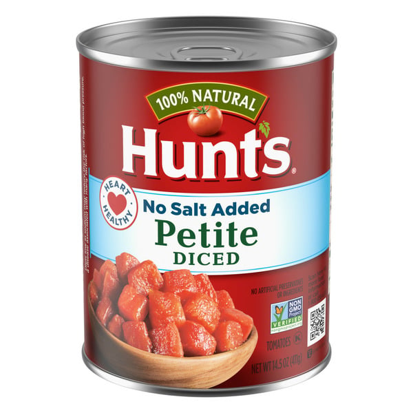 Canned & Jarred Vegetables Hunt's Petite Diced Tomatoes No Salt Added hero