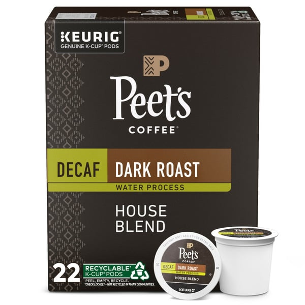 Coffee Peet's Coffee Decaf House Blend, Dark Roast K-Cup Pods hero