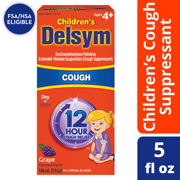 Cold, Flu & Allergy Delsym® Children's Cough Suppressant Liquid, Grape Flavor hero