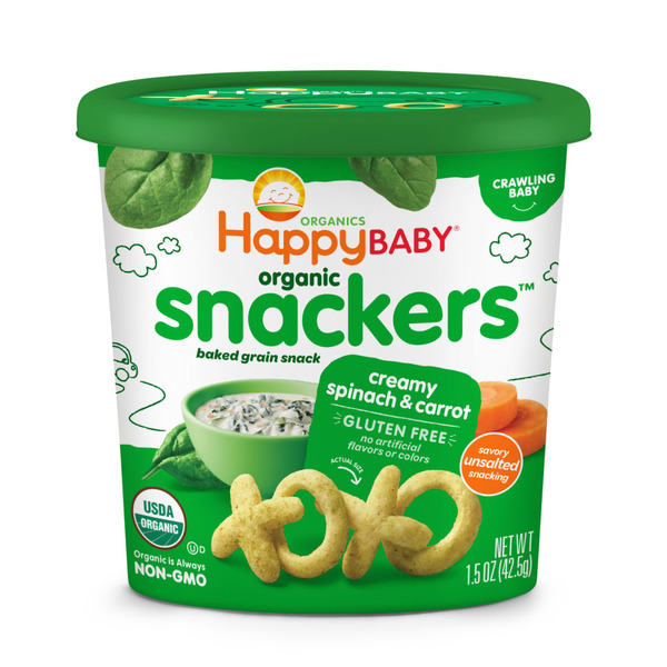 Baby Food & Formula Happy Baby Organics Organic Snackers Gluten Free Baked Grain Snack Creamy Spinach & Carrot hero