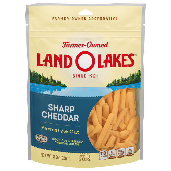 Packaged Cheese Land O Lakes Sharp Cheddar Cheese Farmstyle Shreds hero