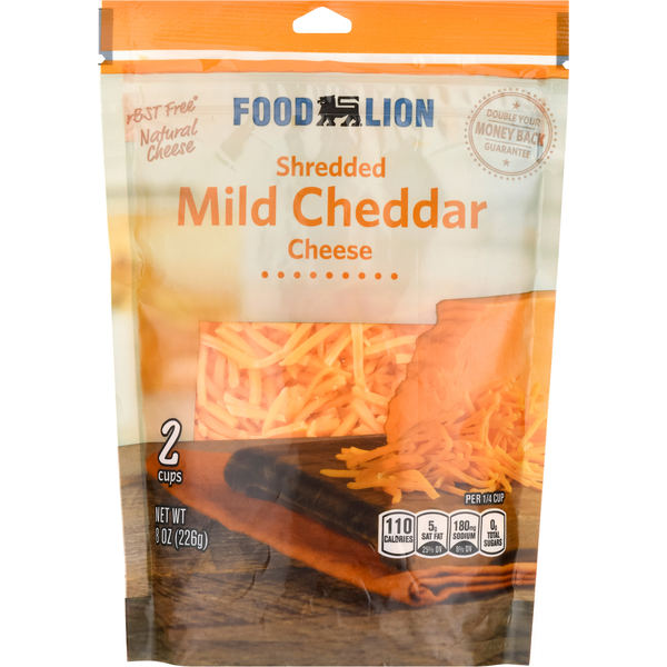 Packaged Cheese Food Lion Natural Shredded Mild Cheddar Cheese hero