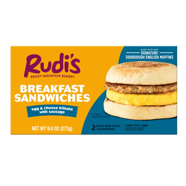 Rudi's Egg & Cheese Frittata With Sausage Breakfast Sandwiches hero