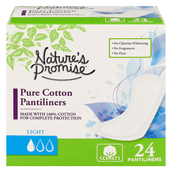 Feminine Care Nature's Promise Pantiliners, Pure Cotton, Light hero