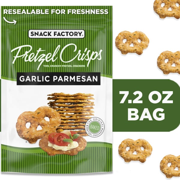 Chips & Pretzels Snack Factory Garlic Parmesan Pretzel Crisps hero