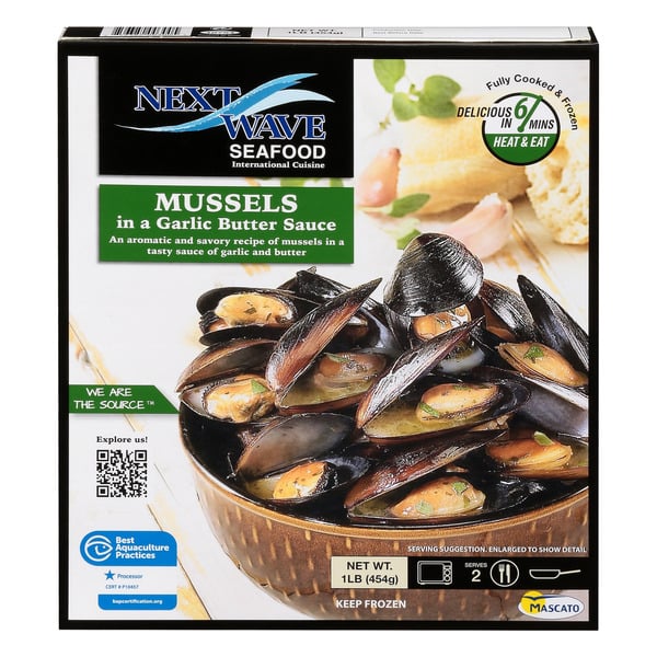 Frozen Meat & Seafood Next Wave Seafood Mussels in Garlic Butter Sauce hero