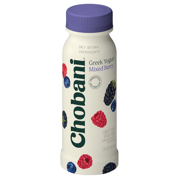 Juice & Nectars Chobani Yogurt Drink, Greek, Lowfat, Mixed Berry hero