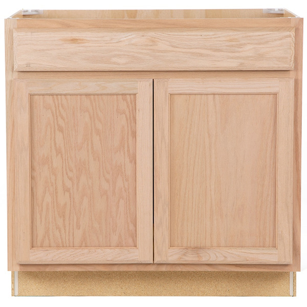 Kitchen Cabinetry Project Source 36" Width x 35" Height x 23.75" Diameter Brown Natural Oak Sink Base Stock Cabinet hero