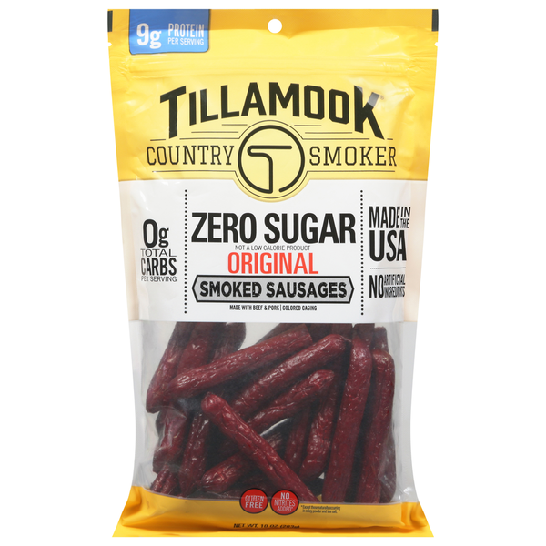 Hot Dogs, Bacon & Sausage Tillamook Smoked Sausages, Zero Sugar, Original hero