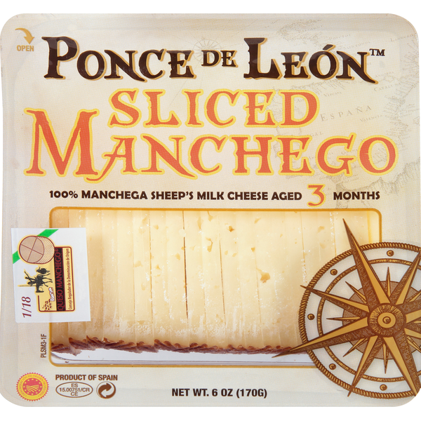 Specialty Cheeses Ponce de León Cheese, Manchego, Sliced hero