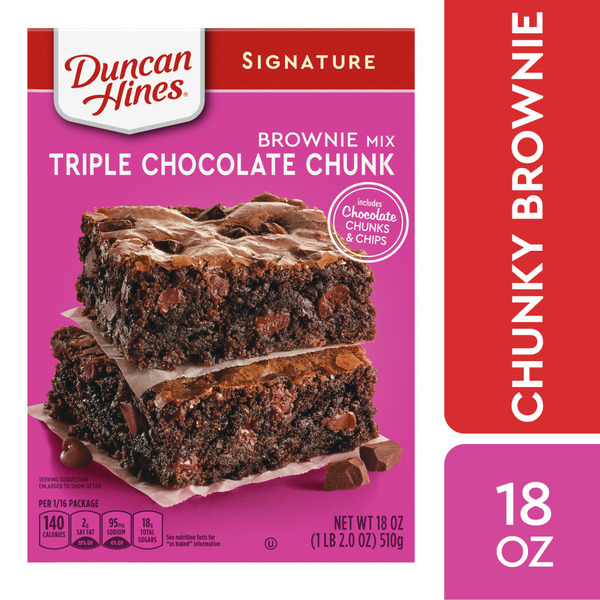 Doughs, Gelatins & Bake Mixes Duncan Hines Triple Chocolate Chunk Brownie Mix, Baking Mix hero