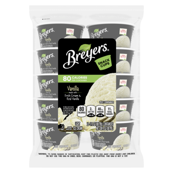 Frozen Dessert & Novelties Breyers Ice Cream Natural Vanilla Snack Cups hero