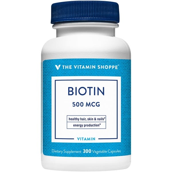 Vitamin B The Vitamin Shoppe Biotin for Hair, Skin & Nails Support - 500 MCG (300 Vegetarian Capsules) hero