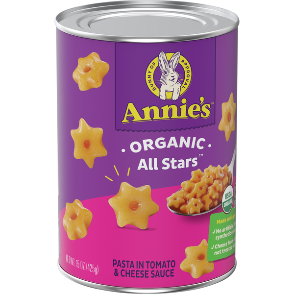 Canned Meals & Beans Annie's Organic Pasta All Stars Tomato and Cheese Sauce Canned Pasta hero