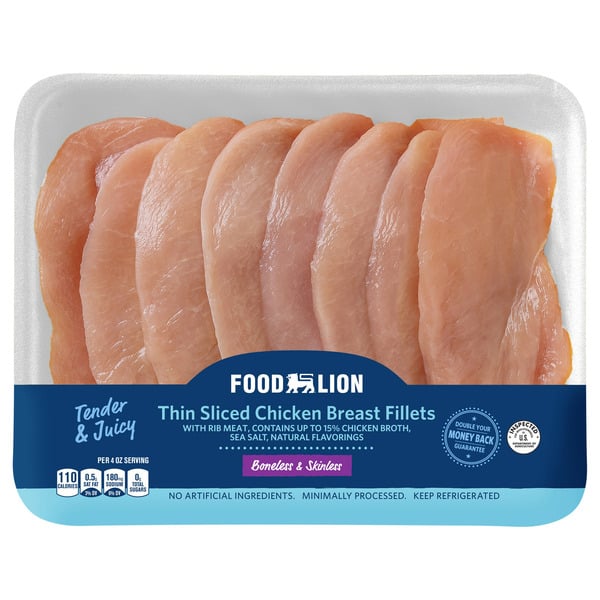 Fresh Chicken & Turkey Food Lion Chicken Breast Thin Sliced hero